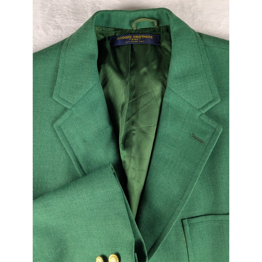 Brooks Brothers 346 Green Blazer Sport Coat‎ Gold Buttons Men's 45L